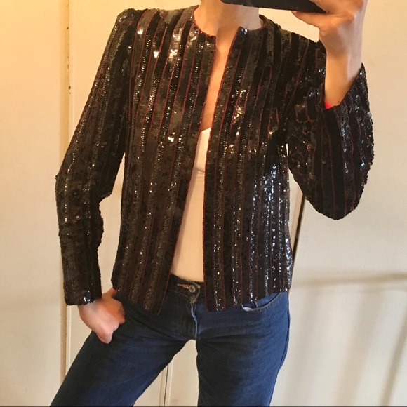 Vintage sequin and bead jacket - Picture 1 of 7